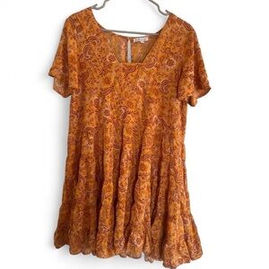 Patrons of Peace Orange Paisley Mini Dress